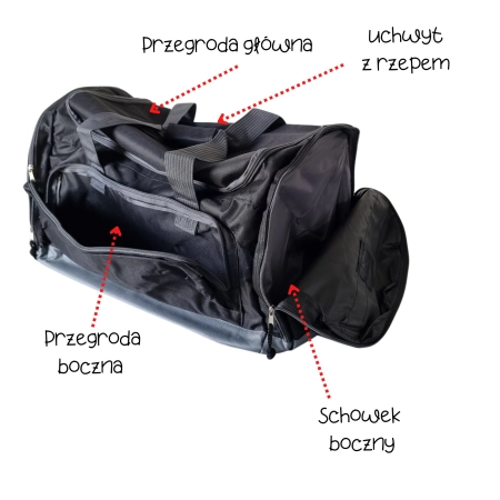 Torba wielofunkcyjna sportowa podróżna basen siłownia czarna 65L – odzież robocza Modern Company - inne ujęcie