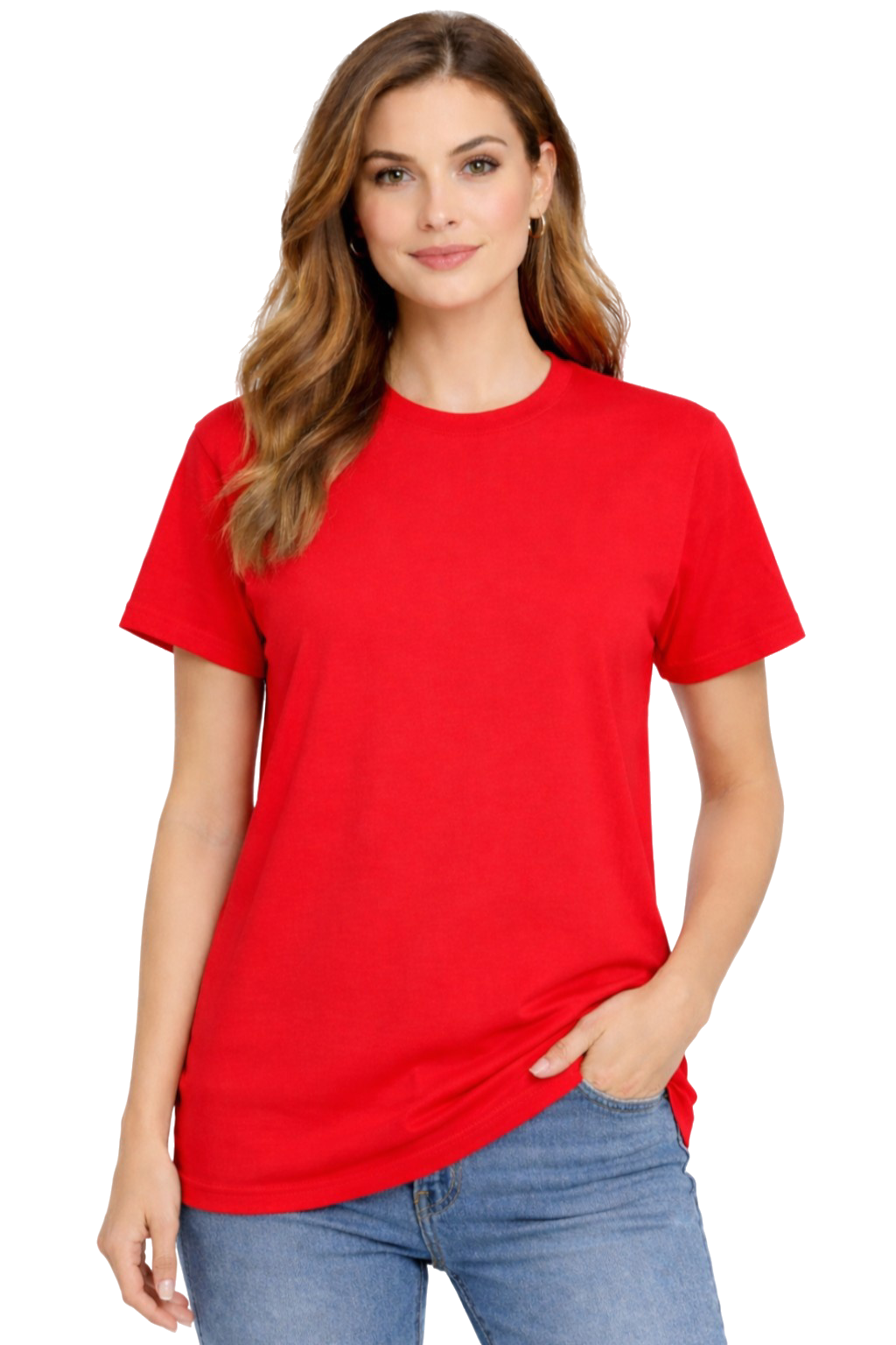 Damska koszulka T-shirt 100% miękka bawełna czerwona