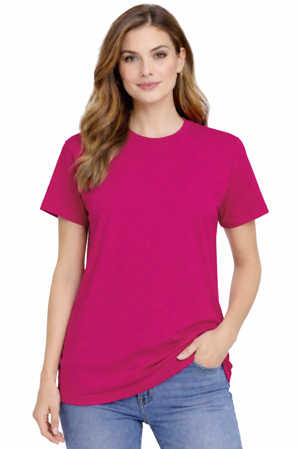 Damska koszulka T-shirt 100% miękka bawełna różowa