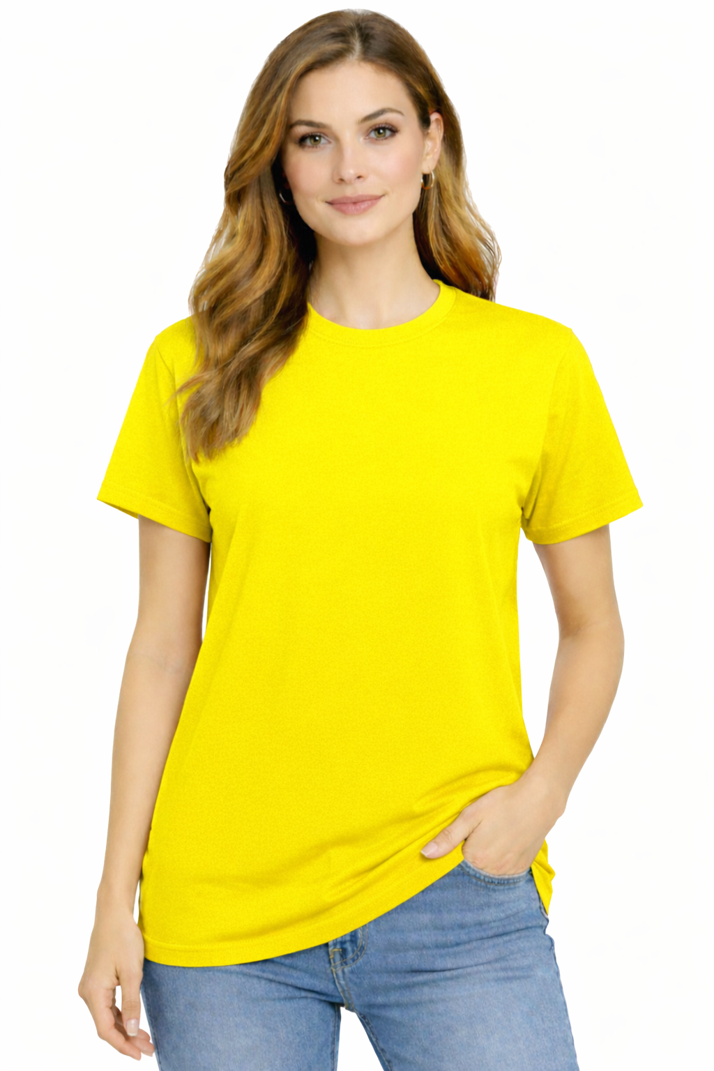 Damska koszulka T-shirt 100% miękka bawełna żółta