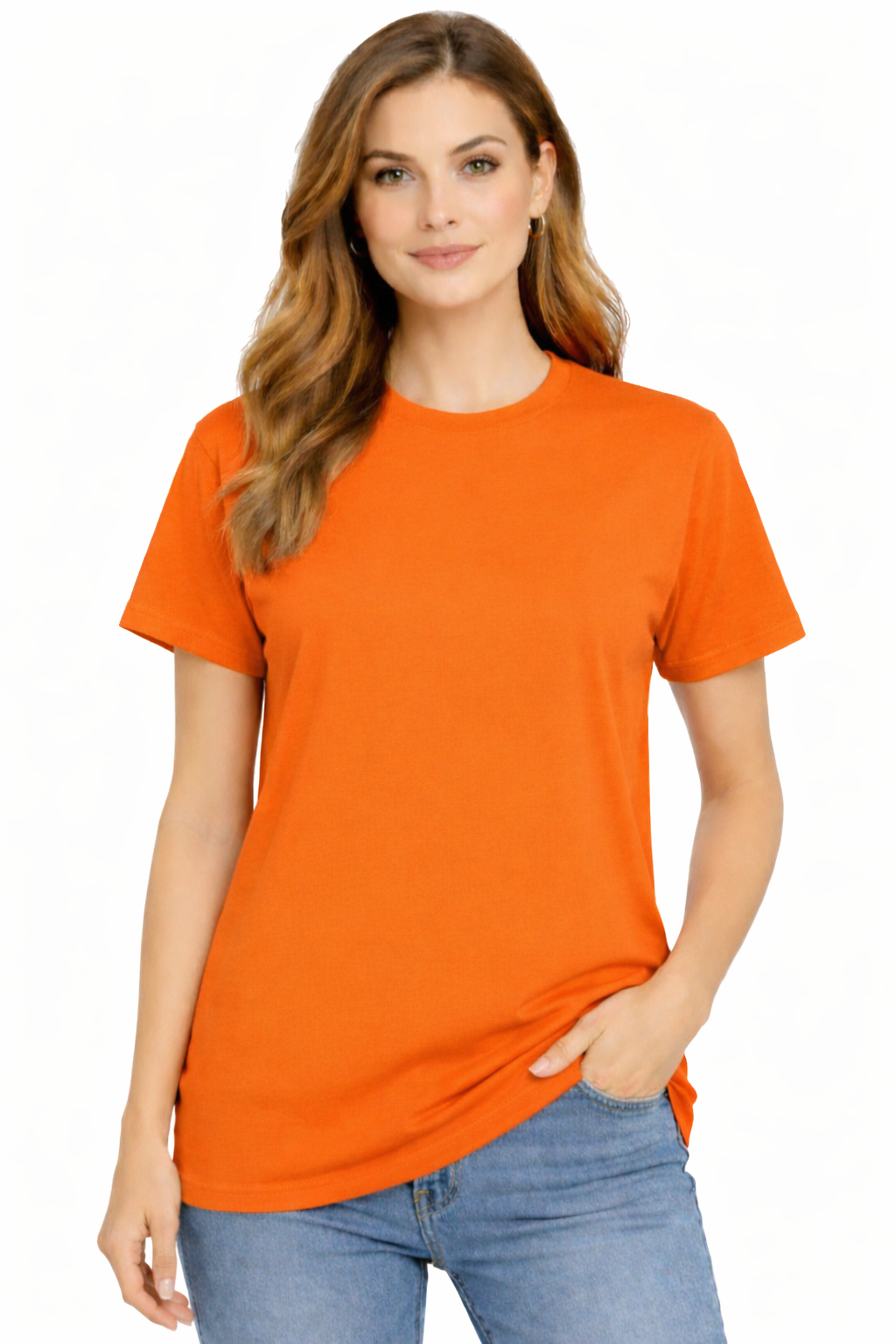Damska koszulka T-shirt 100% miękka bawełna pomarańczowa