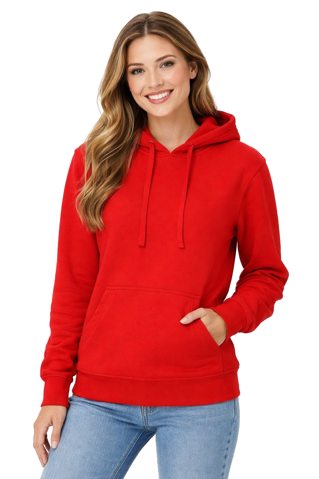 Bluza dresowa damska z kapturem kolor czerwony