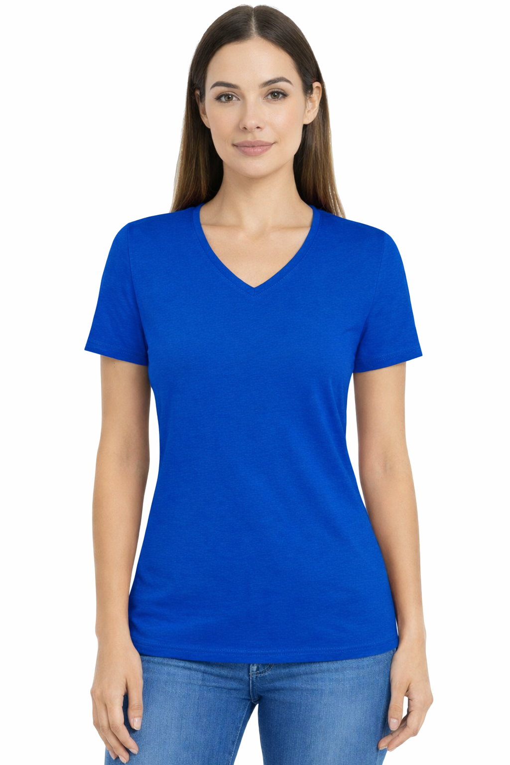 T-shirt Damski chabrowy dekolt w serek