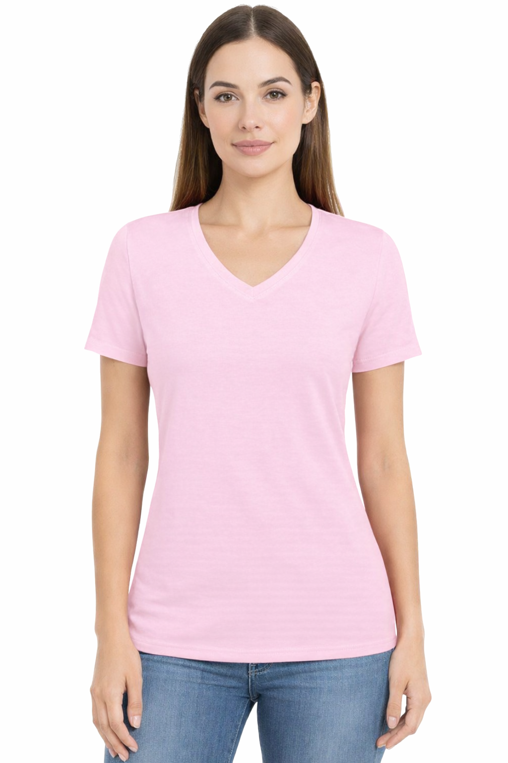 T-shirt Damski różowa dekolt w serek