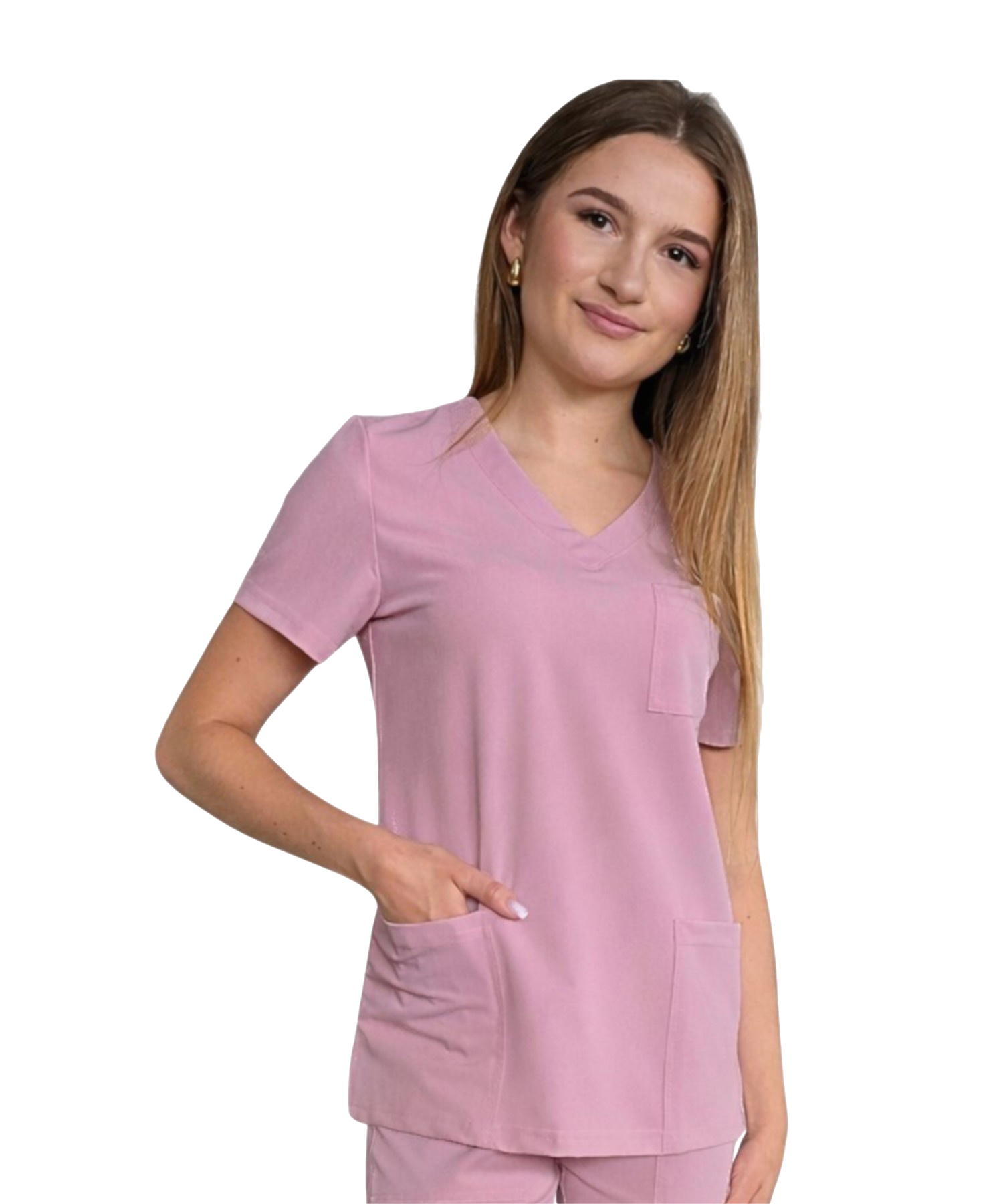 Bluza medyczna purdrowy róż casual premium