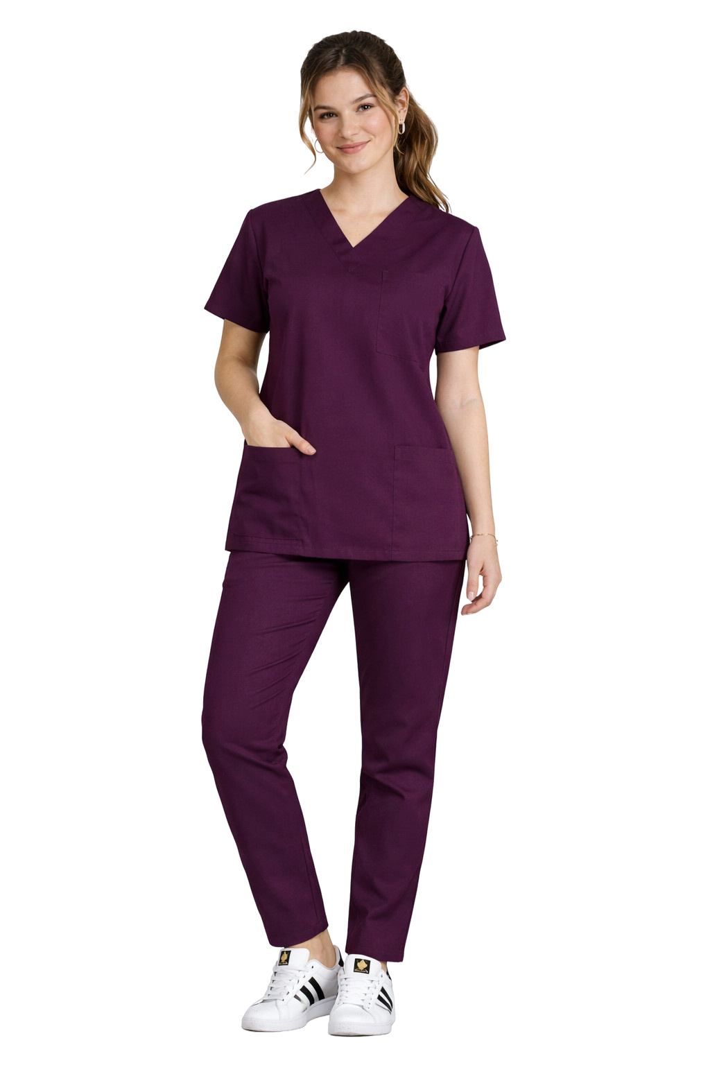 Komplet medyczny CLINIC bluza i spodnie cygaretki śliwka