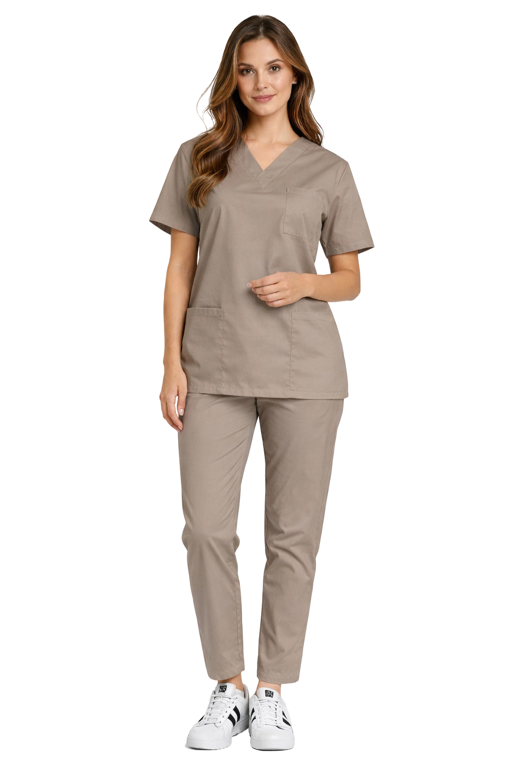 Komplet medyczny CLINIC bluza i spodnie cygaretki cappucino