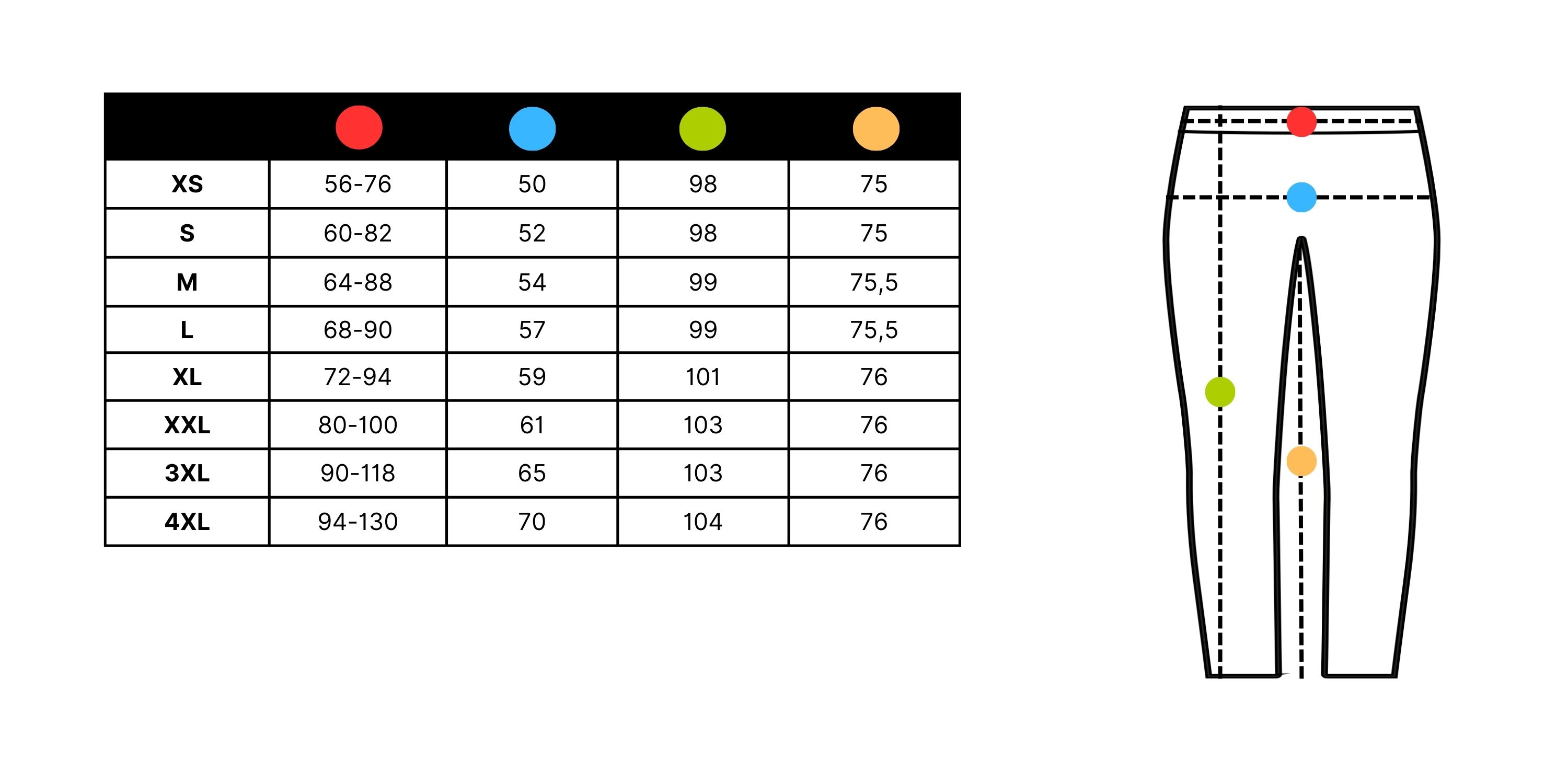 Таблица размери на готварско престилка