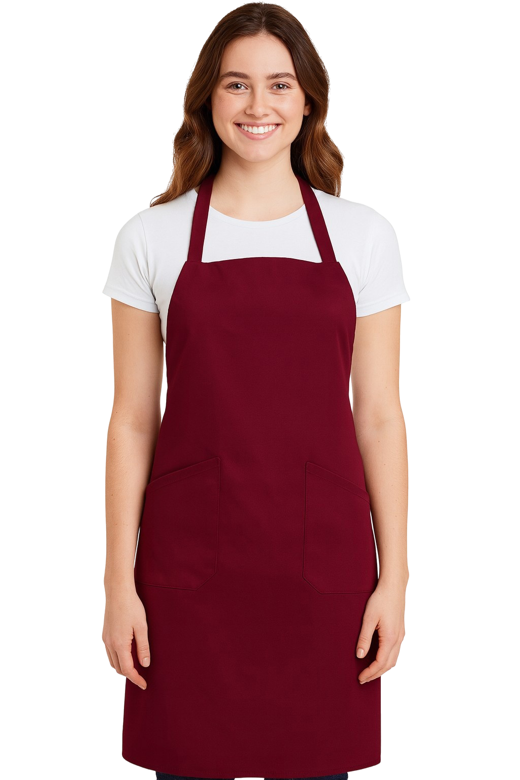 Fartuch gastronomiczny na ramiączkach bordowy 90 cm