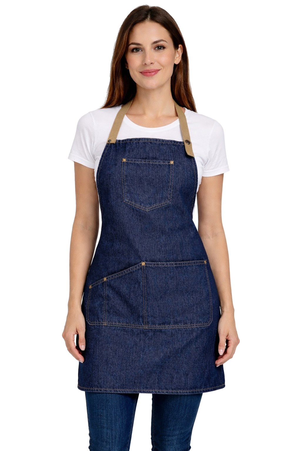 Profesjonalny fartuch kuchenny roboczy jeansowy 64cm