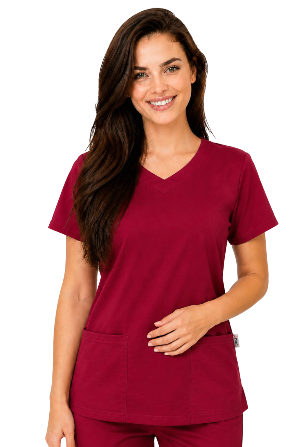 Bluza medyczna bordowa elastyczna bawełna