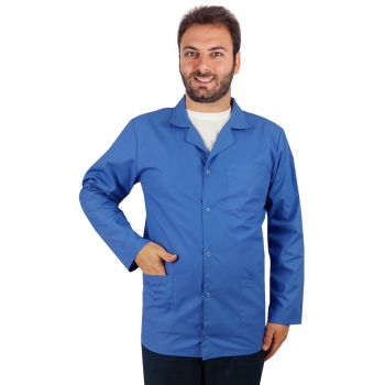 Bluza medyczna męska z kołnierzem niebieska długi rękaw roz.3XL