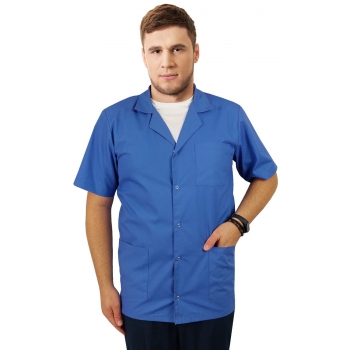 Bluza medyczna męska z kołnierzem niebieska krótki rękaw roz.XL
