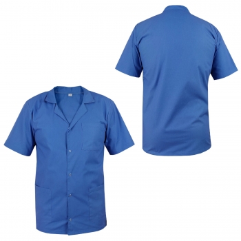 Bluza medyczna męska z kołnierzem niebieska krótki rękaw roz.L