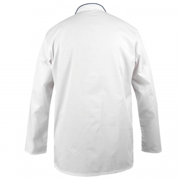 Bluza medyczna męska ze stójką biała ze stójką granatową długi rękaw roz.3XL