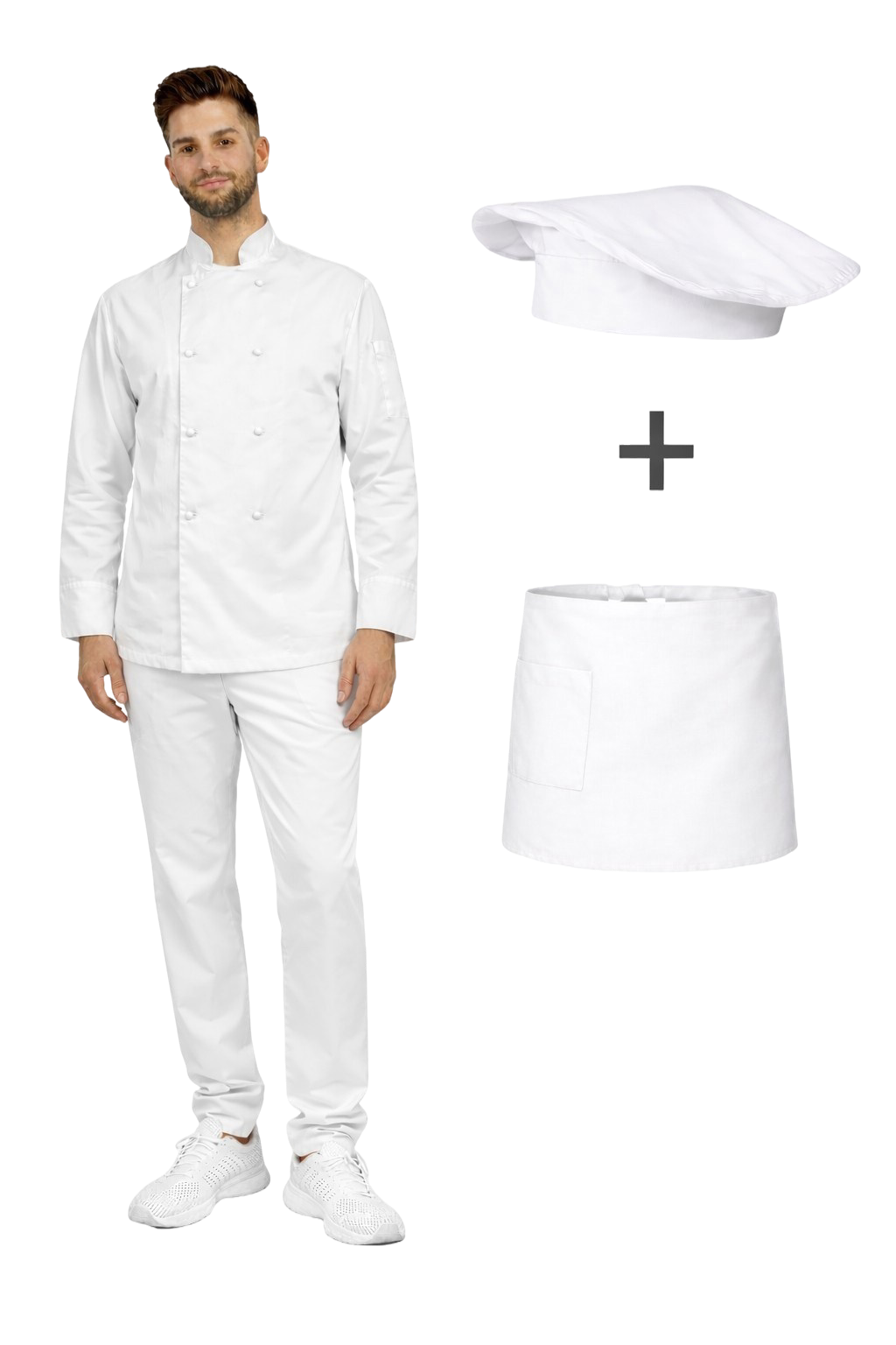Uniform kucharza męski - zestaw gastronomiczny z długim rękawem