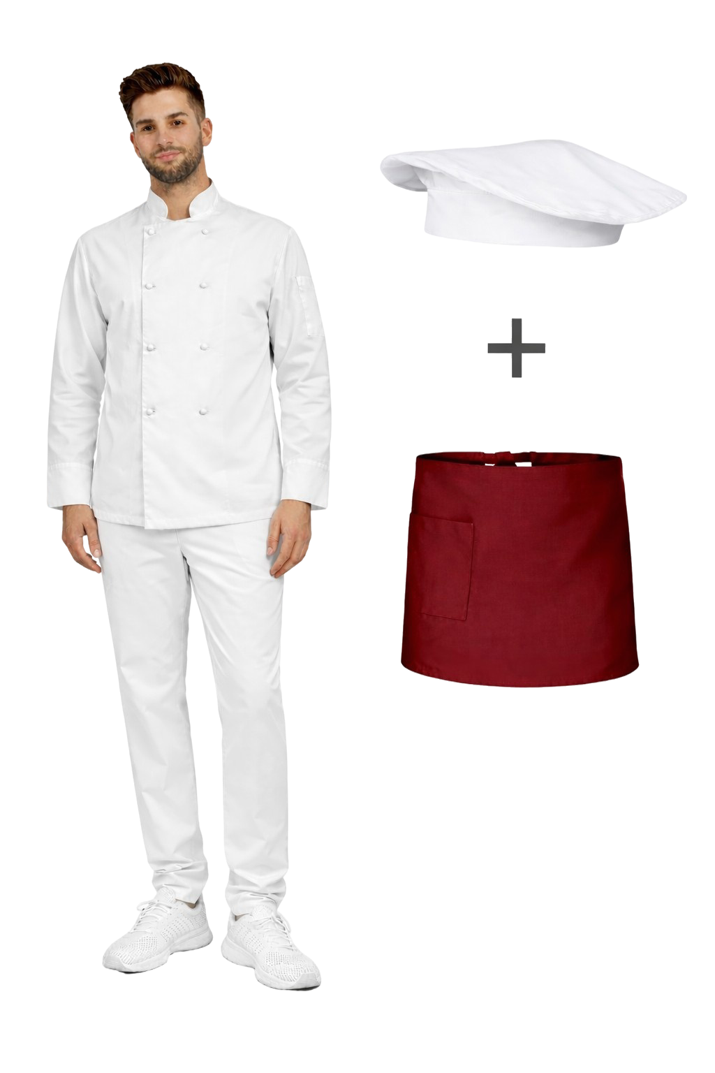 Uniform kucharza męski - zestaw gastronomiczny z długim rękawem