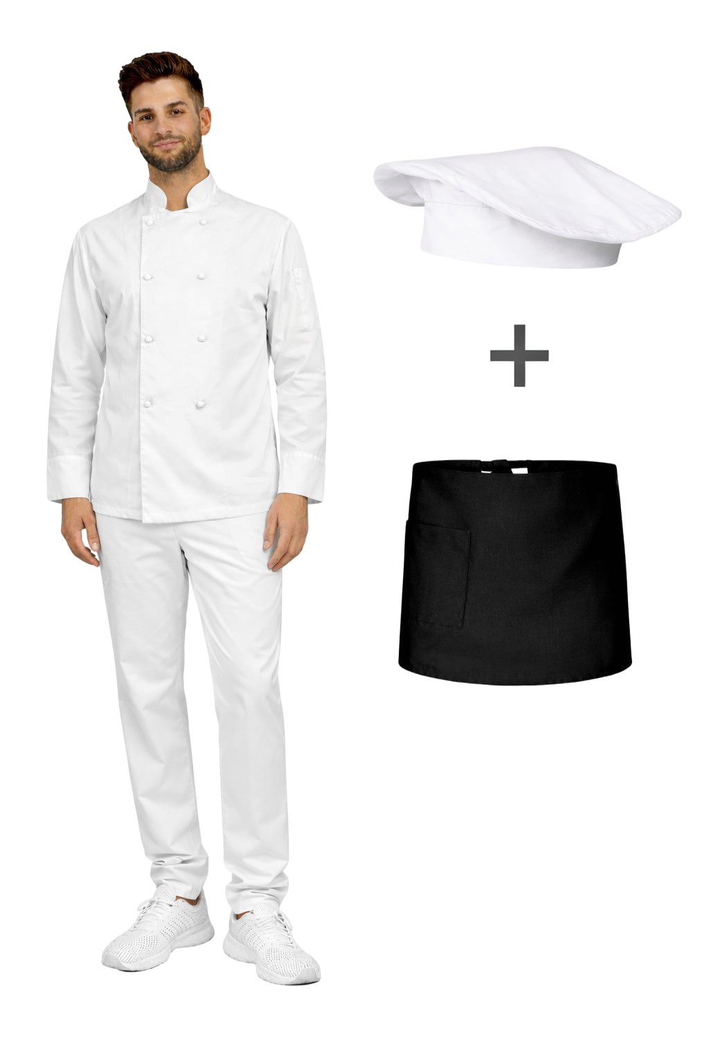Uniform kucharza męski - zestaw gastronomiczny z długim rękawem