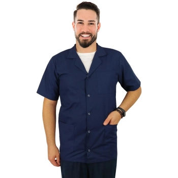 Bluza medyczna męska z kołnierzem granatowa krótki rękaw roz.L