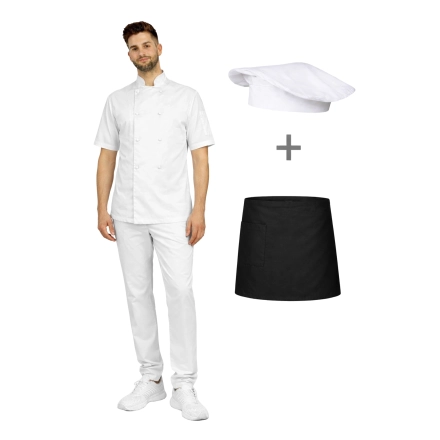 Uniform kucharza męski - zestaw gastronomiczny z krótkim rękawem roz. M
