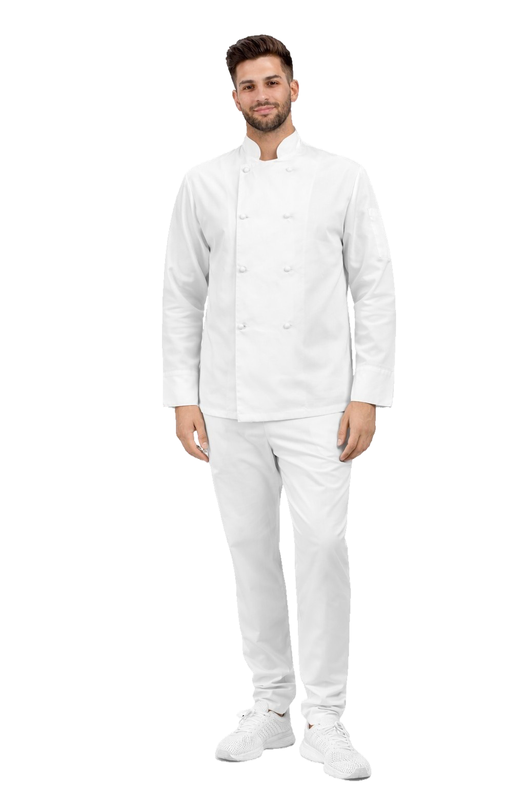 Uniform dla kucharza długi rękaw biały
