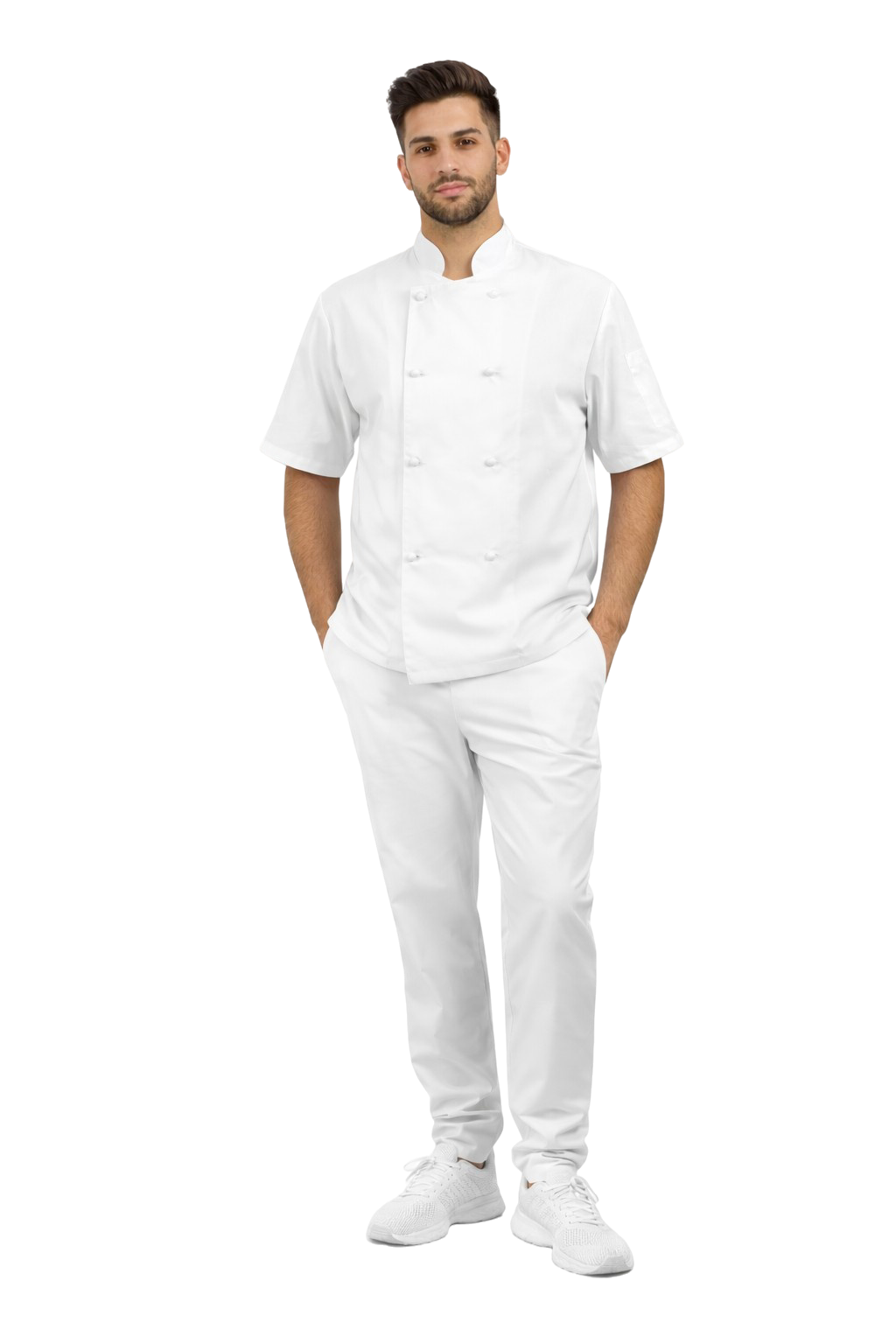Uniform dla kucharza krótki rękaw biały