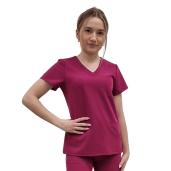 Bluza medyczna wiśnia basic premium roz. XXL – bluza medyczna – bluza lekarska robocza