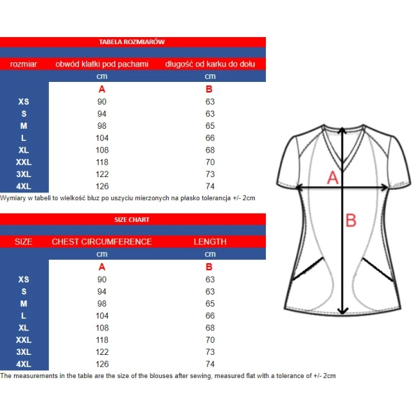 Bluza medyczna chabrowa elastyczna bawełna roz. XXL