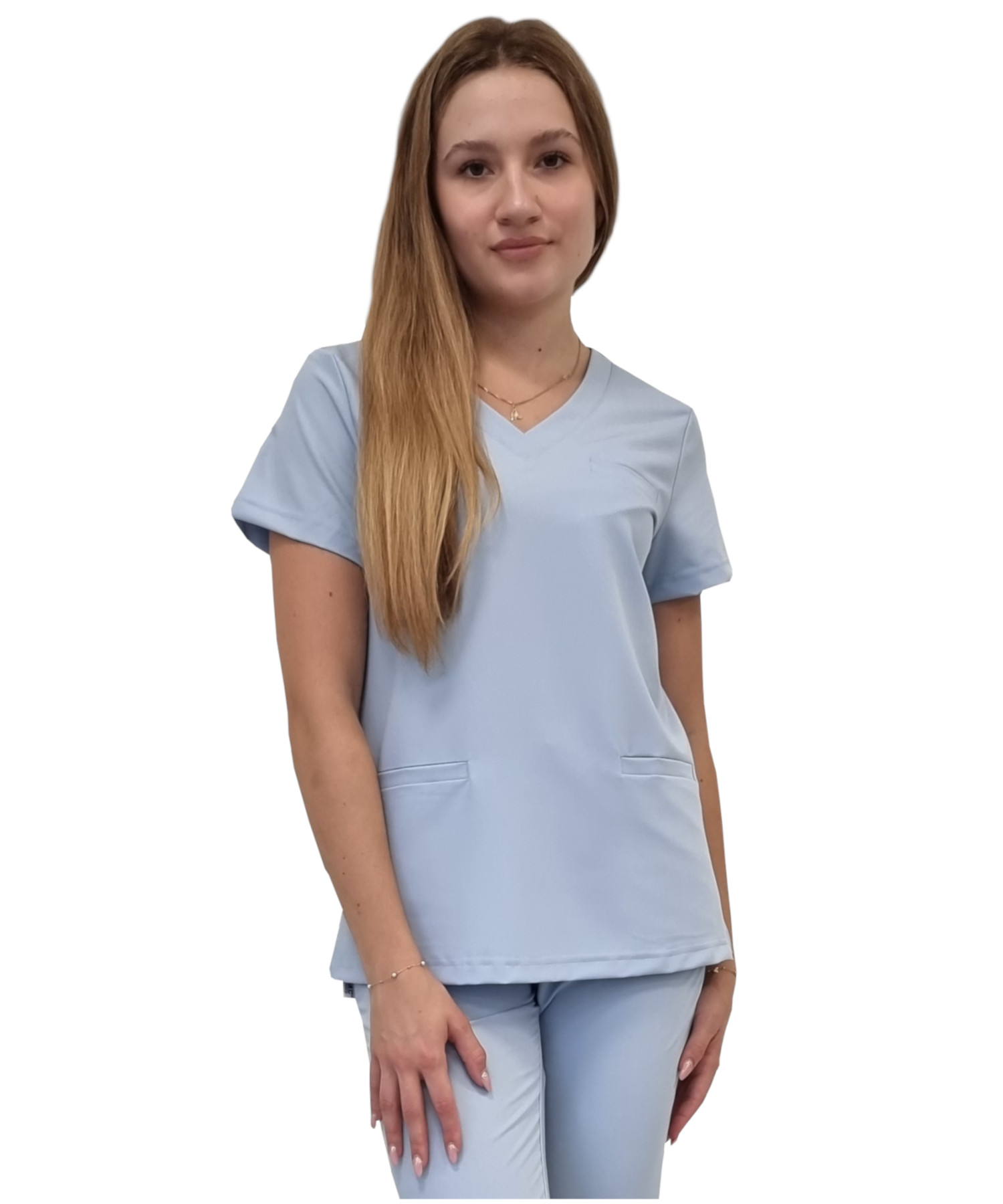 Bluza medyczna niebieska basic premium