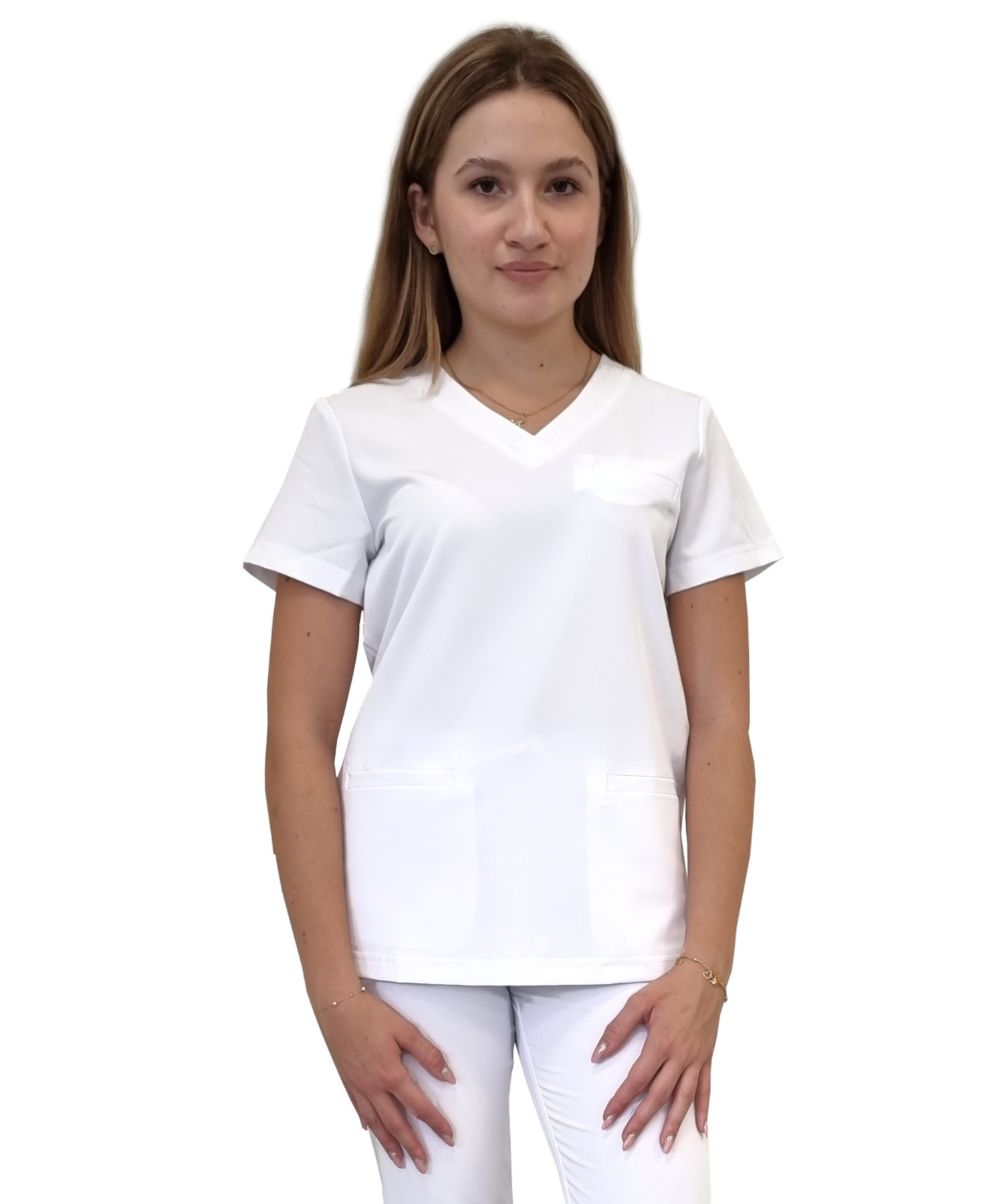 Bluza medyczna biała basic premium