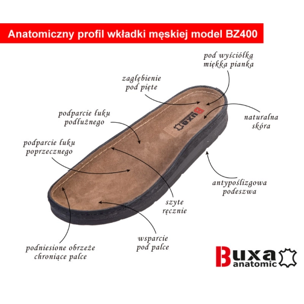 Skórzane klapki medyczne anatomic granatowe roz. 45