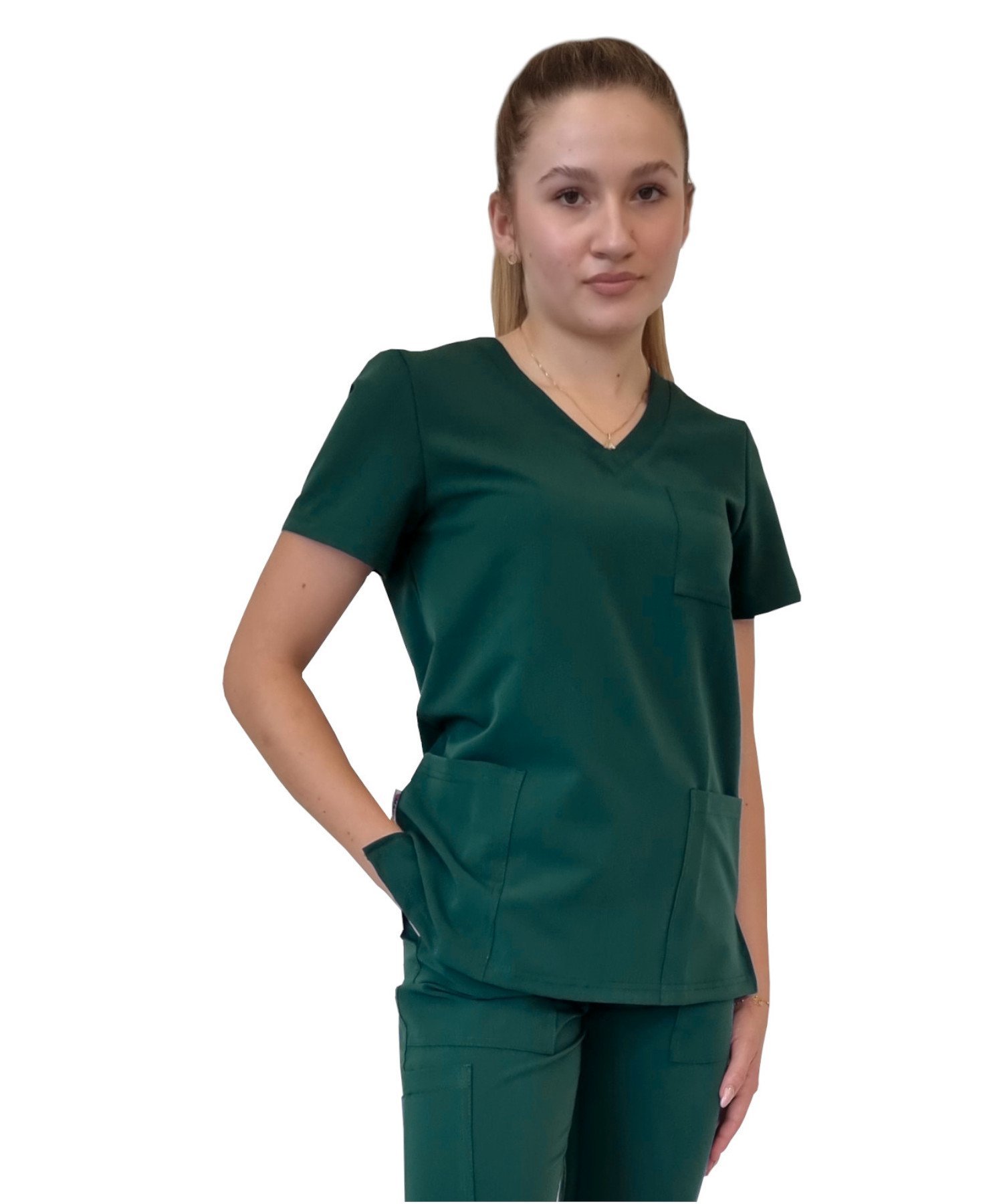 Bluza medyczna zielona butelka casual premium