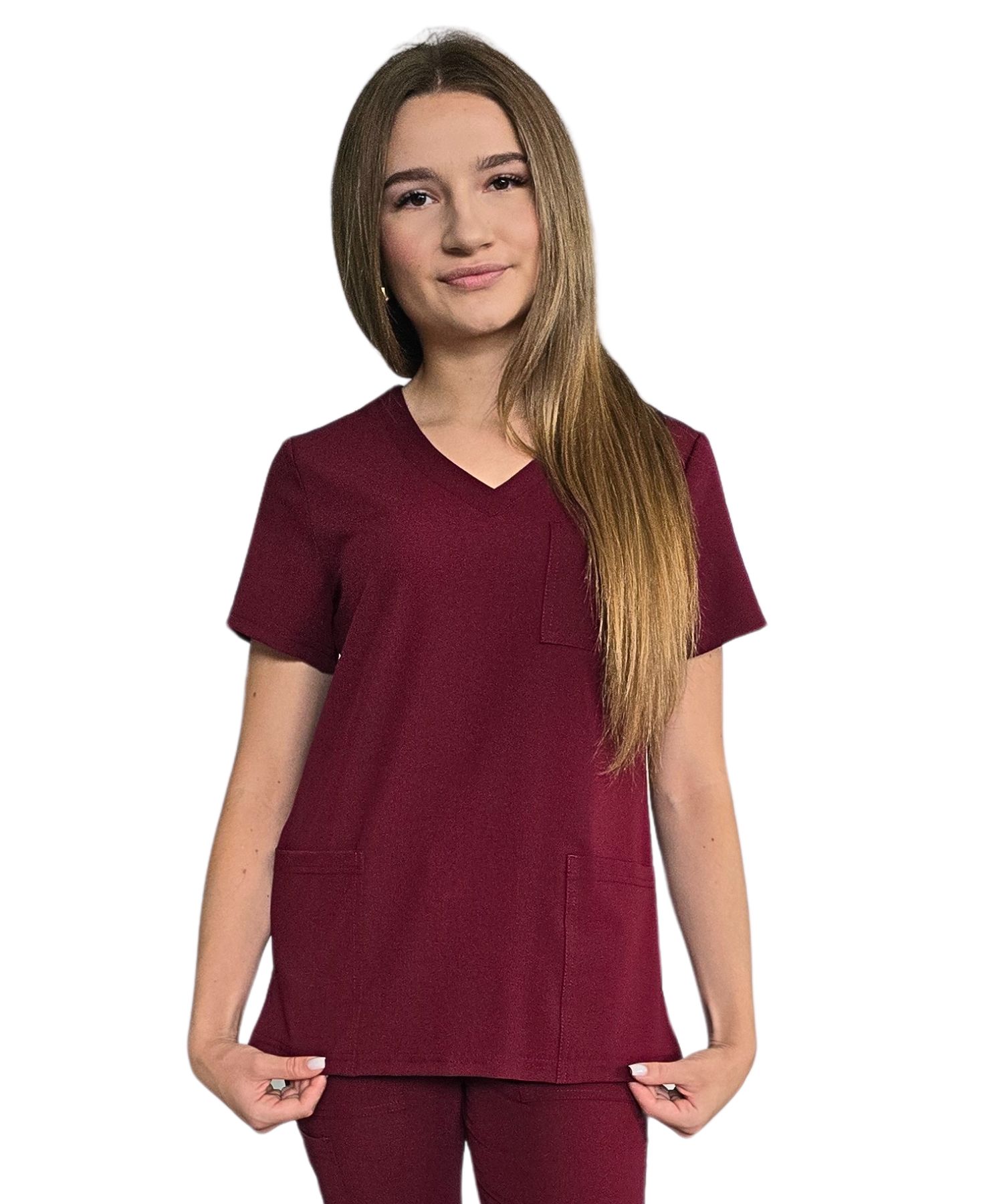 Bluza medyczna bordowa casual premium