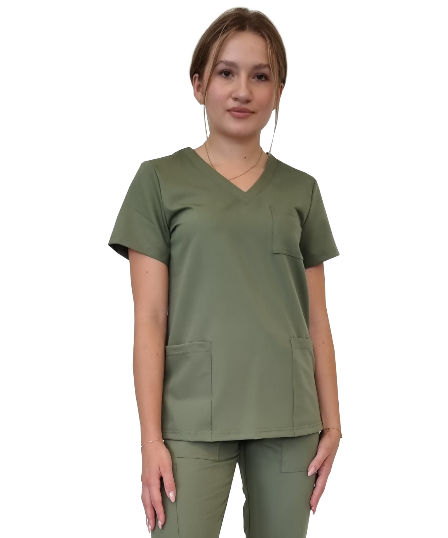 Bluza medyczna oliwkowa casual premium