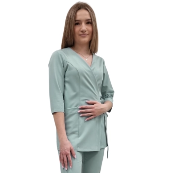 Żakiet kopertowy, tunika mięta basic premium rękaw 3/4 roz. M – żakiet lekarski damski – odzież medyczna