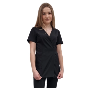 Żakiet kopertowy, tunika czarna basic premium roz. XXL – żakiet lekarski damski – odzież medyczna