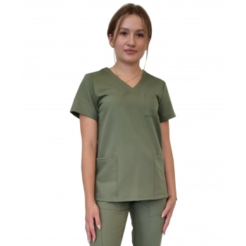 Bluza medyczna oliwkowa casual premium roz. 3XL – bluza medyczna – bluza lekarska robocza