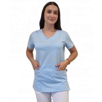 Bluza medyczna niebieska elastyczna bawełna roz. L