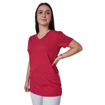 Bluza medyczna bordowa elastyczna bawełna roz. 3XL