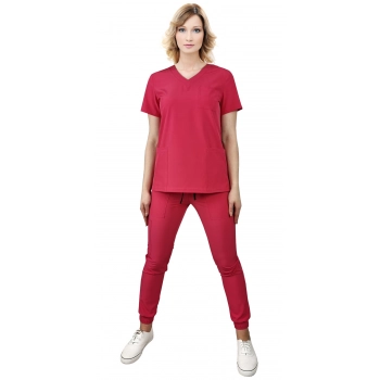 Bluza medyczna elastyczna amarantowa Regular Fit roz. XL