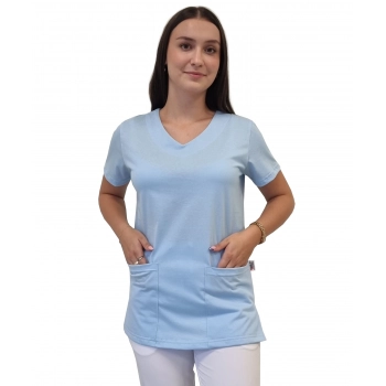 Bluza medyczna niebieska elastyczna bawełna roz. 4XL