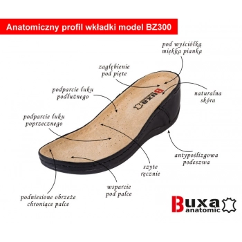 Skórzane klapki medyczne anatomic czarne roz. 37