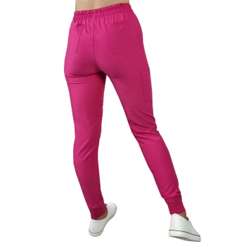 Spodnie medyczne elastyczne różowe Comfort Fit roz. M