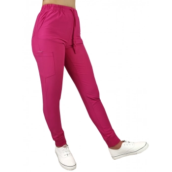 Spodnie medyczne elastyczne różowe Comfort Fit roz. M
