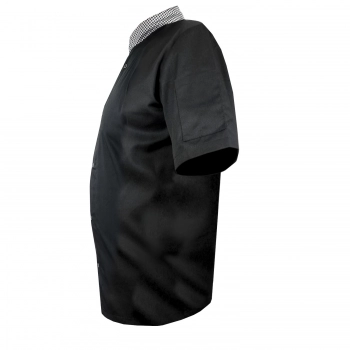 Bluza kucharska czarna pepitka krótki rękaw napy roz. XL
