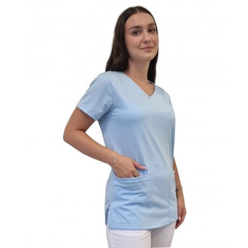 Bluza medyczna niebieska elastyczna bawełna roz. L