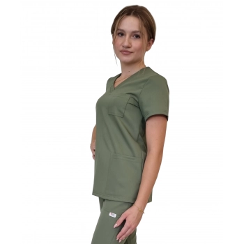 Bluza medyczna oliwkowa casual premium roz. 3XL – bluza medyczna – bluza lekarska robocza - dodatkowe zdjęcie