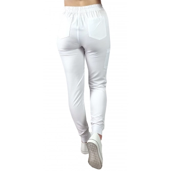 Spodnie medyczne elastyczne białe Comfort Fit roz. XL