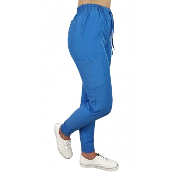 Spodnie medyczne elastyczne niebieskie Comfort Fit roz. M