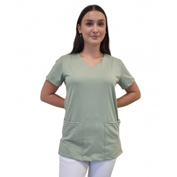 Bluza medyczna szałwia elastyczna bawełna roz. XS